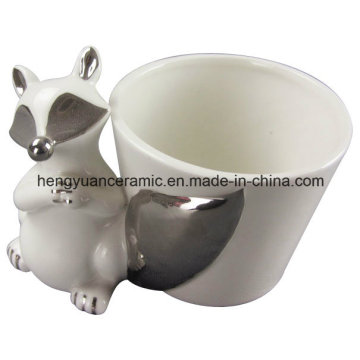 Desktop Fox Decoration Ceramic Flower Pot (garden decoration)